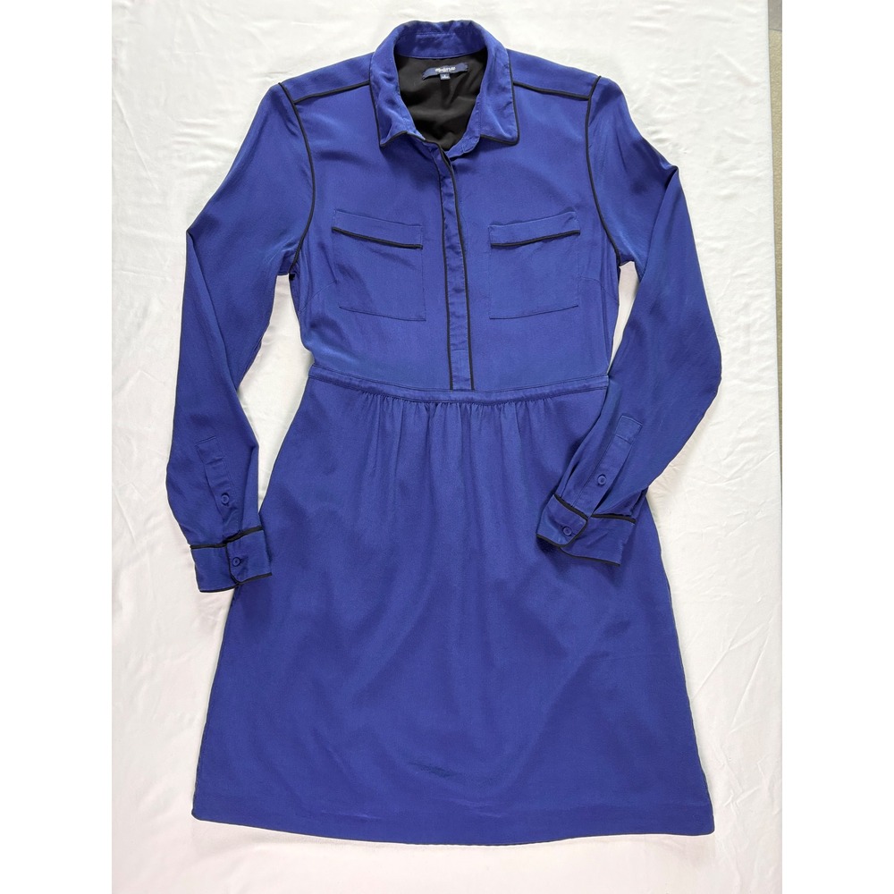 Madewell Silk Cinema Shirtdress 4 Boyish Preppy Traditional‎ Office Lightweight - Picture 9 of 10